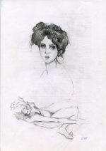 Copy of V. Serov's work "Female Head"