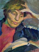 Mom reads a book