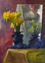 Still life with yellow daffodils