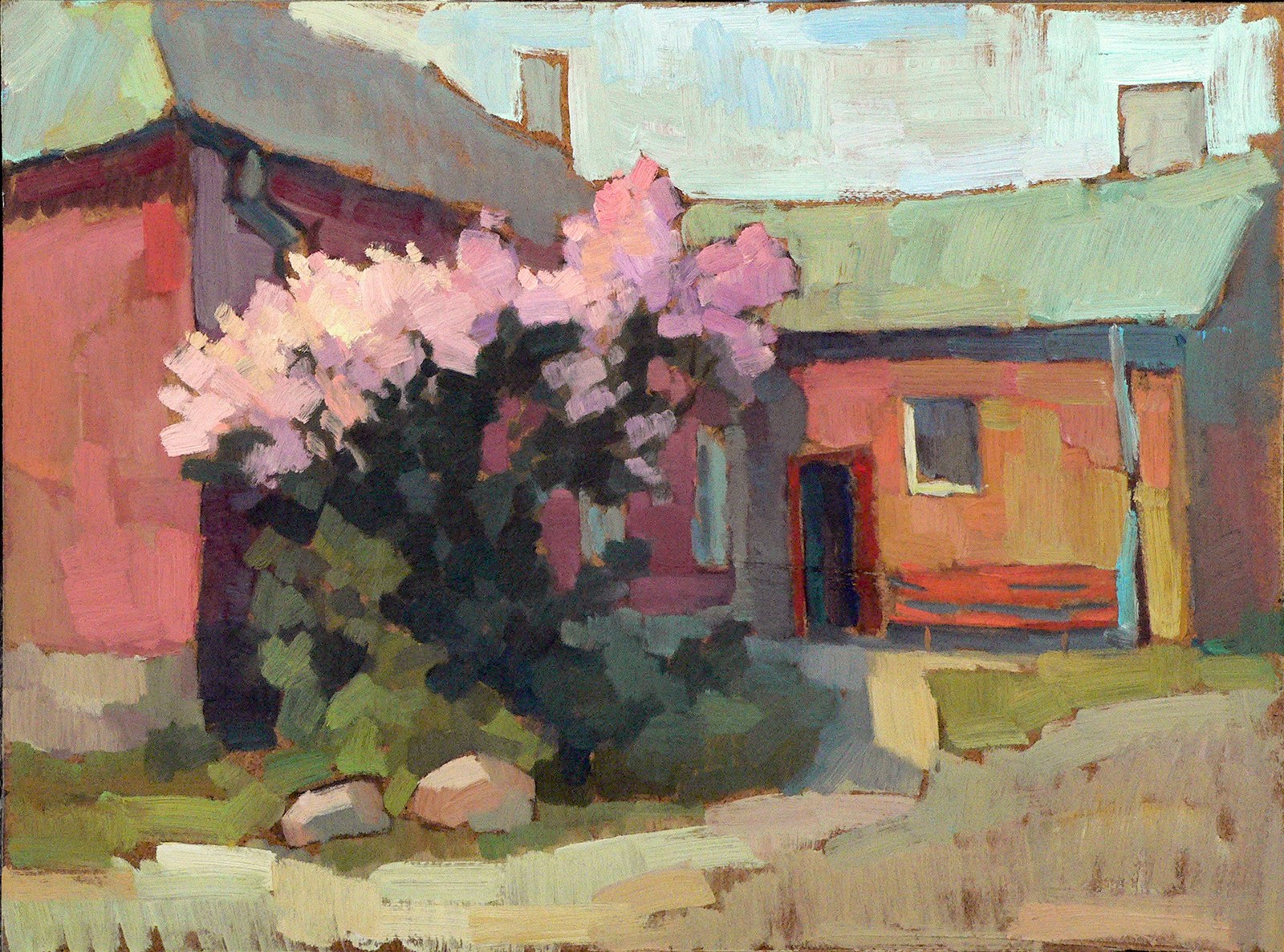 Etude, blossoming lilacs near the house, Rezekne VBP150507 P150507 Etude, blossoming lilacs near the house, Rezekne