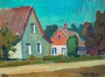 Etude, houses near the road, Varaklyany