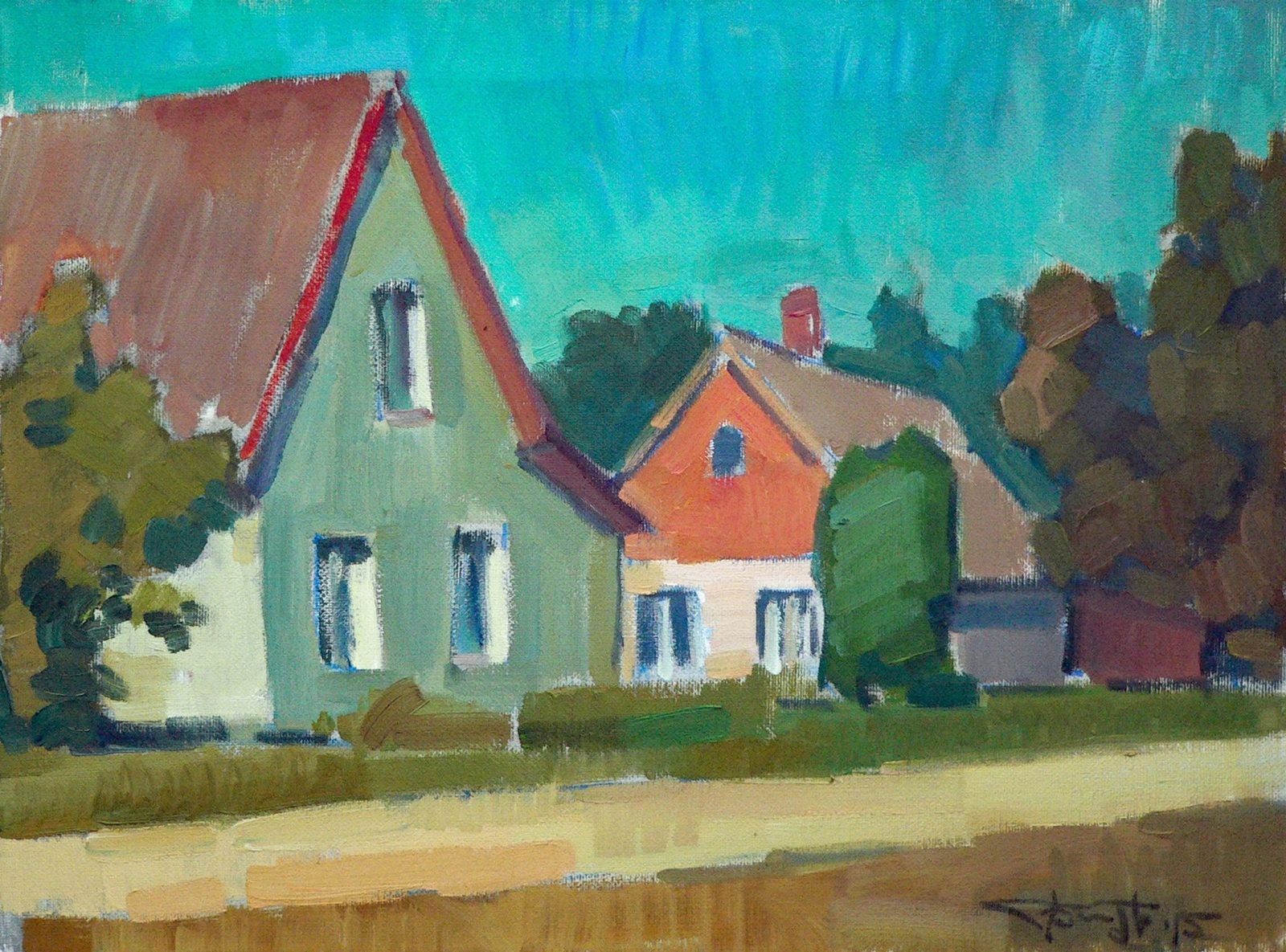 Etude, houses near the road, Varaklyany