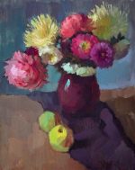 Still life with apples and asters