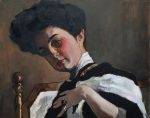 Copy from a fragment of the artwork of V. Serov "Portrait of Henrietta Hirschman at the dressing table"