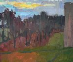 Etude with view from the window to a grove, Riga