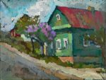 Etude with a green house and lilac, Rezekne