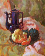 Still life with orange and grapes