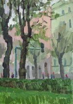 Etude with poplar trees on the boulevard Aspazijas, Riga