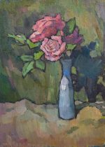 A rose in a white vase