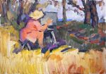 Lena is painting. Kolka