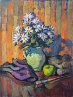 Artistic still life with daisies