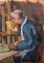 Study, dad paints a picture.