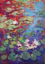 Water lillies in golden light