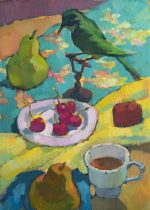 Fruits and a bird