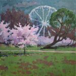 Blooming cherry tree in a park