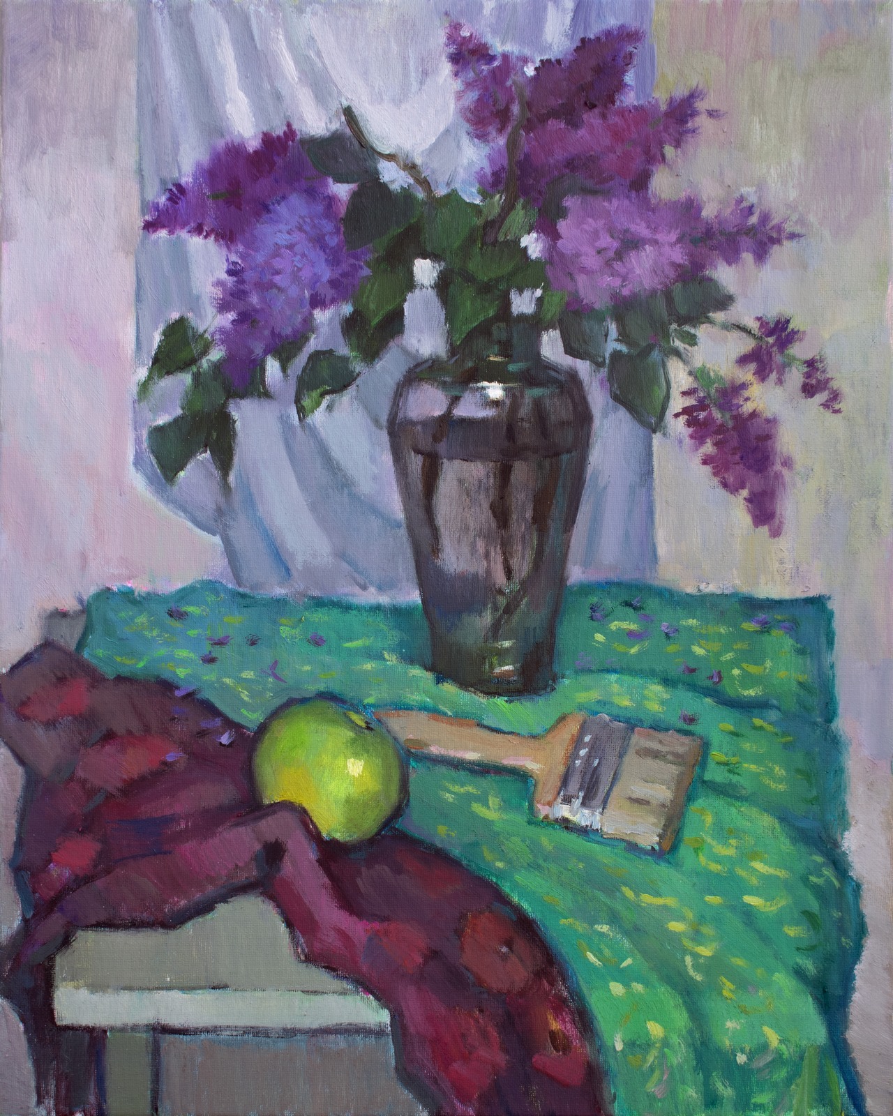 A bouquet of lilacs in the artist's studio VBP250503 P250503 A bouquet of lilacs in the artist's studio