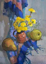 Dandelions on blue